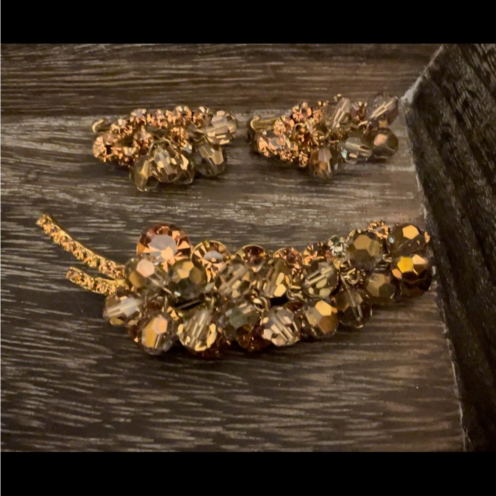 TV Juliana SET Margarita Rootbeer Mink Bronze Celebrarion Stem Brooch+ Ears